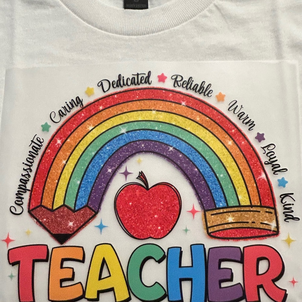 TEACHER Graphic Tee. Made to order. Size Small thru 3 XL (xtra $$ for 2X & 3X)